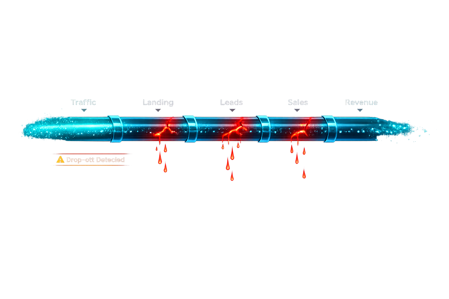 Lisbyte-Media-Leaking sales-funnel-with -warning.signs